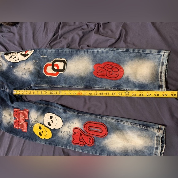 XWay Sernes Clown Car Men’s Skinny Jeans W36 Mod 6086 Patches Frayed Graffiti 29 - Picture 6 of 6